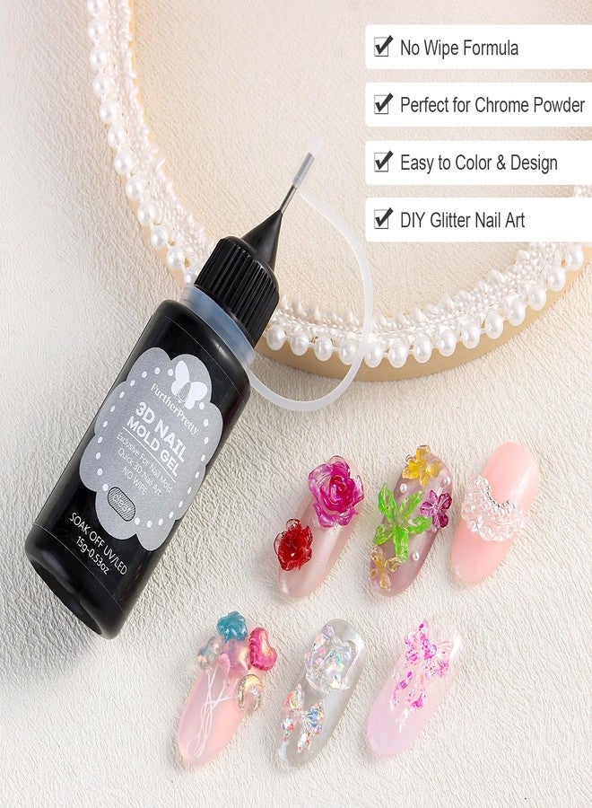 Furtherpretty 3D Nail Mold Gel, 15g Soft Molding Nail Gel for Sculpting Carving Silicone Mold Designs, Precision Needle Tip Bottle for DIY Nail Art Charms, Manicure Supplies for Beginners (Clear) - Image 5